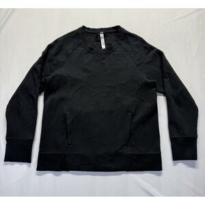 Lululemon Womens sweatshirt Back at it Crew Size 8 Pockets Pullover Black raglan